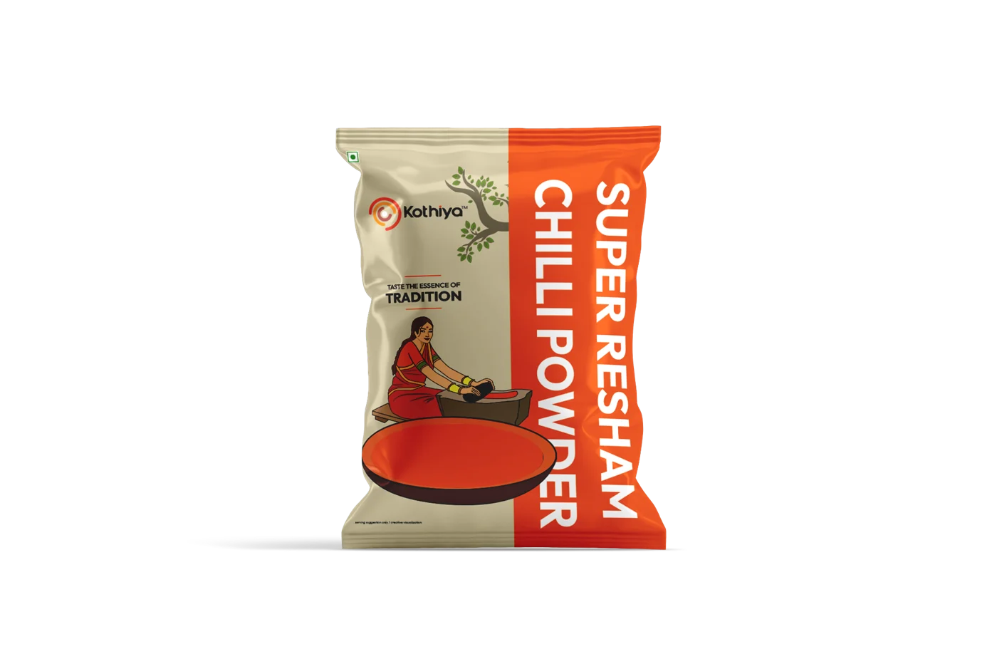 Kothiya Super Resham Chilli Powder packaging design